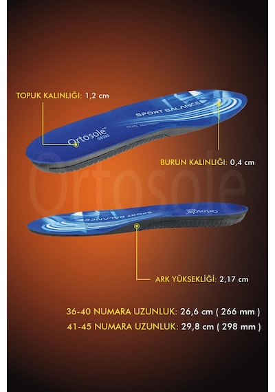 Ortosole OS203 Ark ve Jel Destekli Spor Tabanlığı Ortopedik Tabanlık