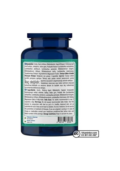 Probiyotik Prebiyotik 60 Kapsül Aromasız Renkli