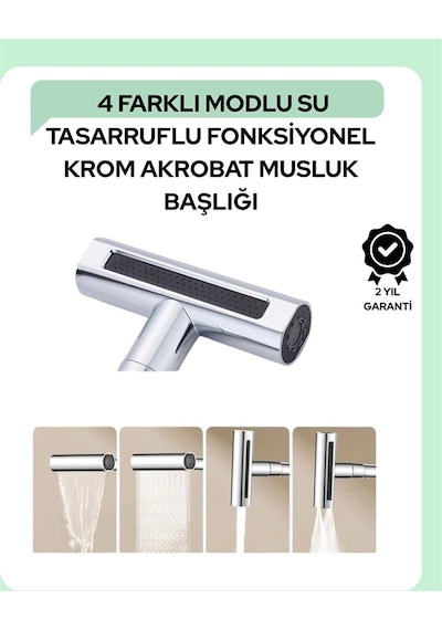 Çok Fonksiyonlu Musluk Başlığı 4 Su Modu Geniş Uyumlu Adaptör Seti Mutfak Ve Banyo Uyumlu Diğer