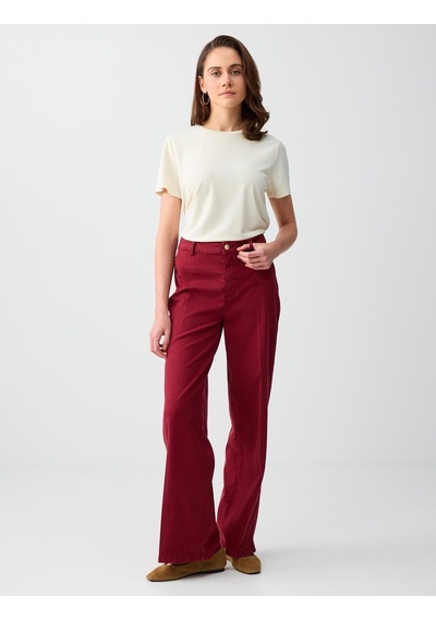Jimmy Key Jimmy Key Bordo Normal Bel İspanyol Paça Dokuma Uzun Pantolon 6sw185482562