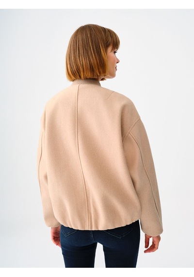 Loose Fit Kadın Mont Bej