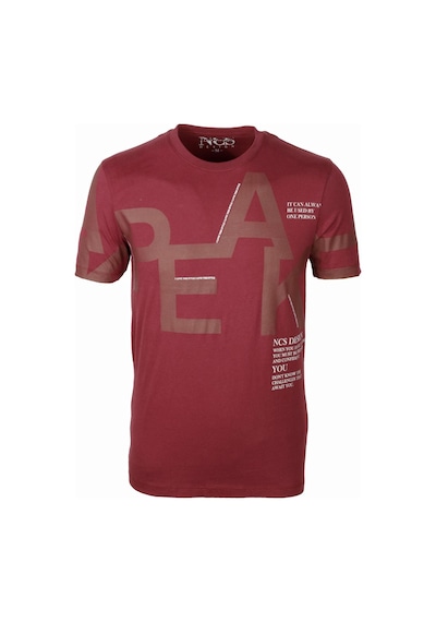 Ncs Bordo Bisiklet Yaka Baskılı Slim Fit Dar Kesim Tshirt 1227-bordo Bordo