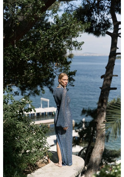 Mai Collection Mai Studios Co. Caroline Dantelli İndigo Uzun Elbise İndigo Mai Collection Mai Studios Co. Caroline Dantelli İndigo Uzun Elbise İndigo