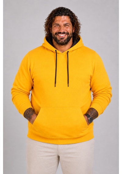 Moc Grande Mocgrande Büyük Beden Erkek Basic Sweat Kapüşonlu 11700 Hardal