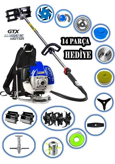 Eisenn German Dual Rider 52 Pro Sırt Tırpan + Akrobat Çapalama + Toprak Eşeleme 14 Parça Full Set