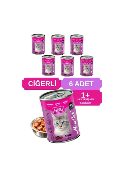 Hobi Maxicat Ciğerli Yetişkin Kedi Konservesi 400 Gr X 6 Adet - Taurin Destekli, Tam Ve Dengeli Mama