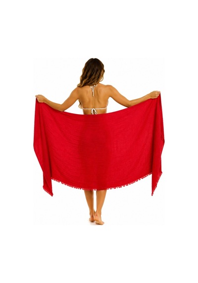 Müslin Peştemal Plaj Havlusu %100 Pamuk 90x180 Cm Hafif Ve Hızlı Kuruyan Kırmızı