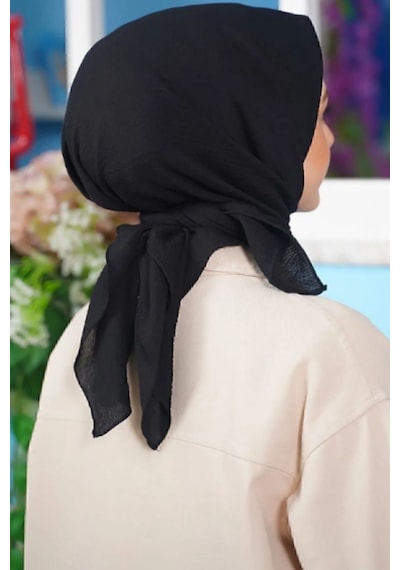 Melodi Scarf Kadın Tesettür Mio Caz Eşarp Hijab Siyah Siyah