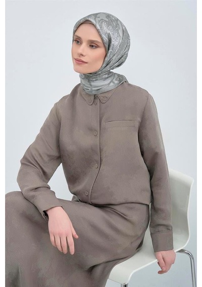 Armine İpek Eşarp 2026 Yaz - 9537-81 Gri Twill