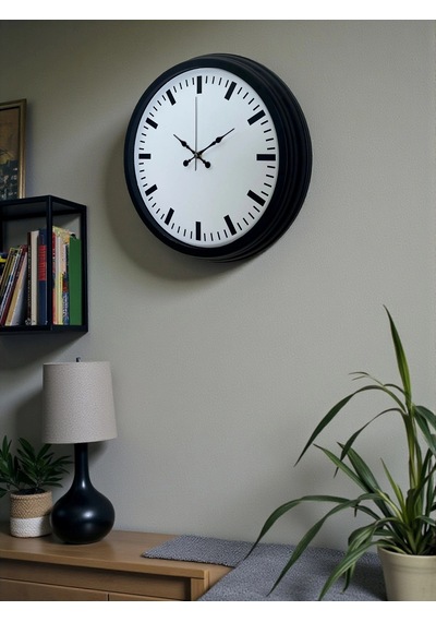 Black & White Baseline 40 Cm Metal Duvar Saati Çok Renkli
