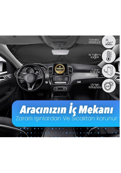 Trakmats Byd Seal U Dm-i İle Uyumlu Oto Ön Cam Güneşlik, Katlanabilir Milfonlu Yuvarlak, Uv Koruma, Kılıflı, 150x70 Cm, Üniversal 64626806