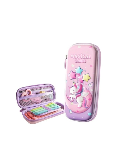 Valkyrie 3 Boyutlu Ay Yıldız Balon Unicorn Su Geçirmez Kalem Kutusu Pembe