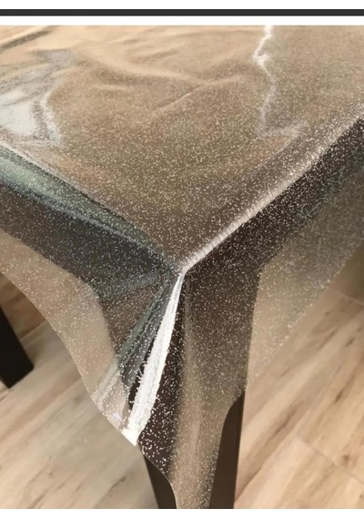 Şeffaf Simli Pvc Masa Örtüsü, 0.22 Mm Kalınlık, 140/160 Cm Genişlik Çok Renkli