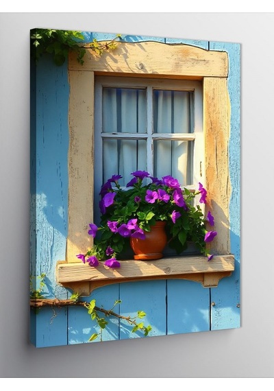 Kanvas Tablo Pencere Kenarı Güzelliği 50cmx70cm