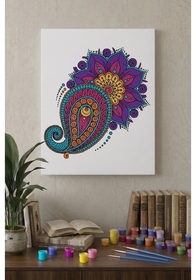 Şal Desenli Mandala Tuval Boyama Seti 40x50 Cm