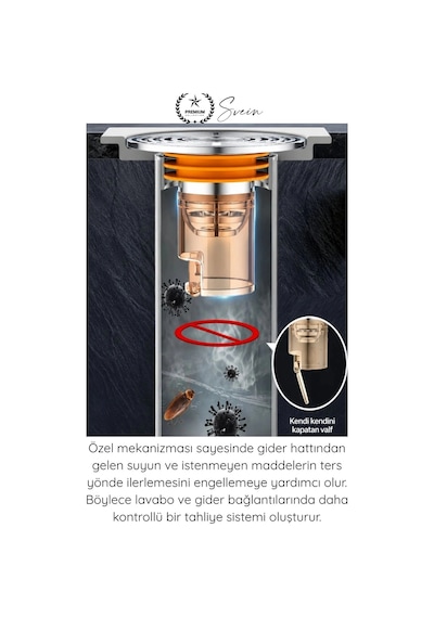 Kokuönleyici Koku Önleyici Gider Aparatı Dn40 Dn50 Lavabo Sifon Geri Akış Engelleyici Paslanmaz Çel
