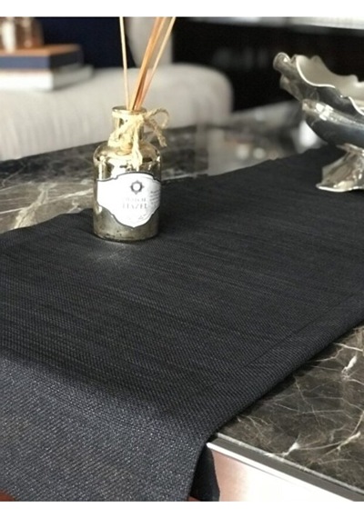Valerium Simli Siyah Runner 40x150cm Siyah