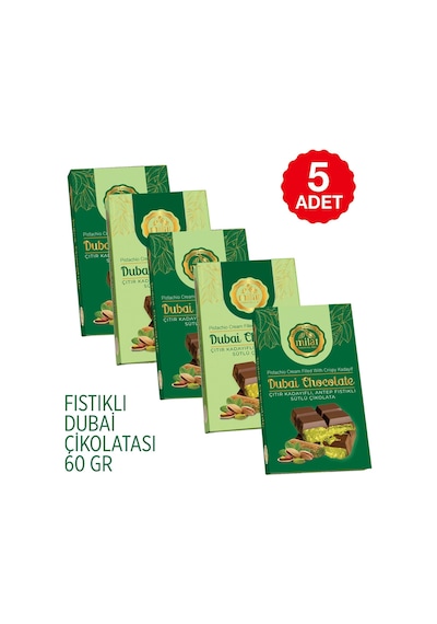 Milat Dubai Çikolatası Fıstıklı 5 60 G