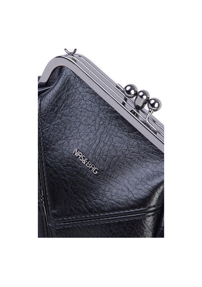 Nas Bag Mini Vintage Burslu Klipsli Kadın Omuz Ve Çapraz Çanta Siyah Victoria