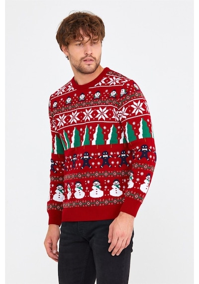 Kırmızı Erkek Christmas Yılbaşı Kazağı-noelkzkr32s Kırmızı