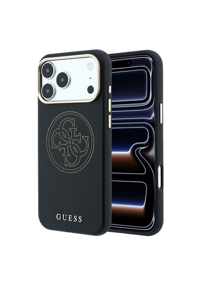 Apple iPhone 18 Pro Max Uyumlu Kılıf Guess Lisanslı M-safeli Pu Delikli 4g Ve Yazı Logolu Kapak Siyah