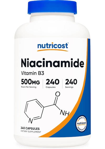 Nutricost Niacinamide Vitamin B3 500mg, 240 Capsules - Non-gmo, Gluten Free, Flush Free Vitamin B3 Aromasız