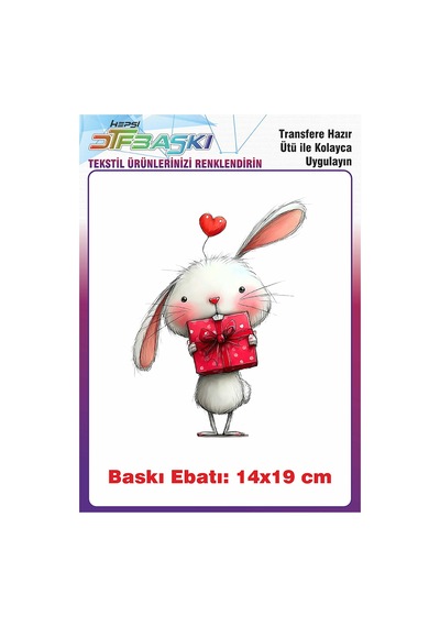 Sevimli Tavşan Ütü İle Yapışan Tişört Tekstil Baskı 3018