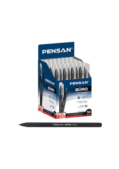 Tükenmez Kalem 10 Adet Siyah Renk 1.0 MM Büro Tipi Ballpoint Pensa