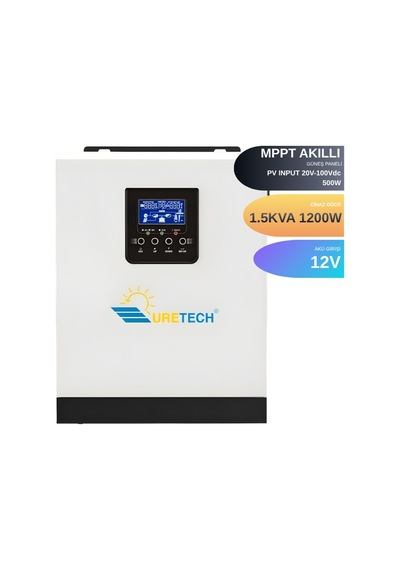 Uretech 1Kva 1Kw 1000 Watt Tam Sinüs Akıllı 40 Amper Mppt Inverter 12V-220V Invertör