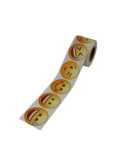 Emoji Etiketi 9 Farklı Emoji Surat 50mm Çap Ruloda 500 Adet Kendinden Yapışkanlı Rulo Etiket, Pp Opak, Gülen Surat Diğer