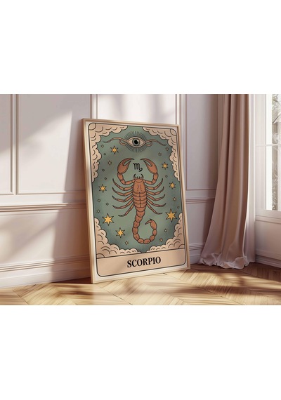 Akrep Burcu Sanat Baskısı Posteri Mistik İllüstrasyon Astroloji Duvar Dekoru Eşsiz Manevi Hediye