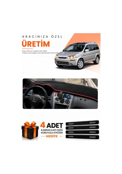 Honda Hr-v 1998-2005 Uyumlu Torpido Koruma Örtüsü Oto Kılıfı - Siyah Kırmızı