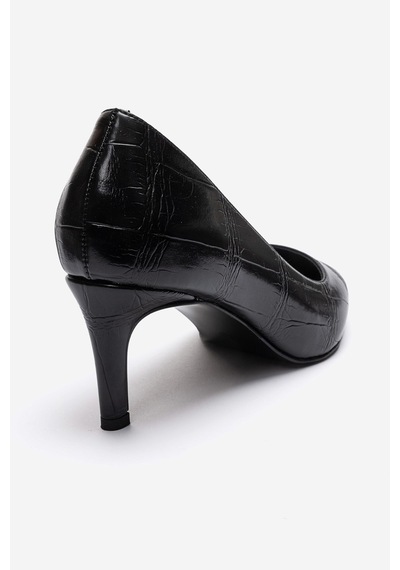Luvishoes Velmıra Siyah Baskı Kadın Topuklu Ayakkabı