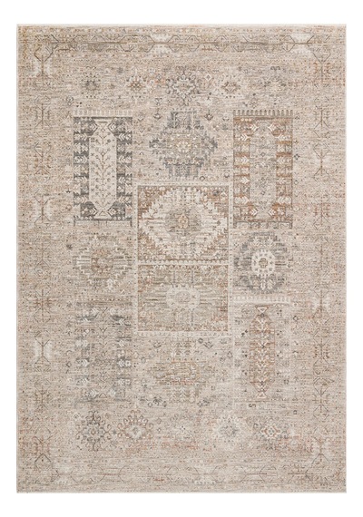 Sahra Collection Modern Vintage Desenli Eskitme Dokuma Yumuşak Salon Halısı Bej - Kiremit