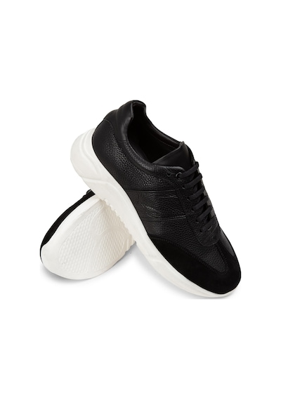 Deery Hakiki Deri Siyah Erkek Sneaker Ayakkabı - 01961Msyhp01 Siyah