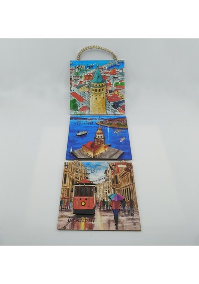 Giftsturkiye Kabartma Poster Tablo 3lü Ahşap İstanbul