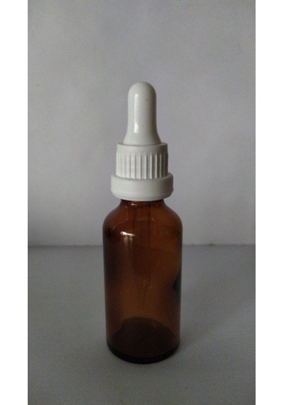 30Ml Cam Amber Şişe İnce Damlalıklı Kilitli Kapak Beyaz(10 Adet)