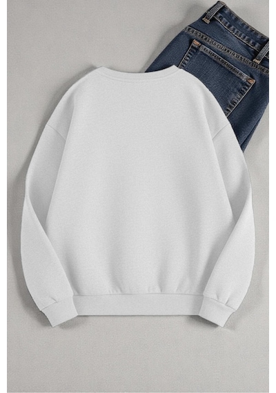 Uyguntarz Unisex It's Okay To Tasarım Baskılı Bisiklet Yaka Sweatshirt Gri