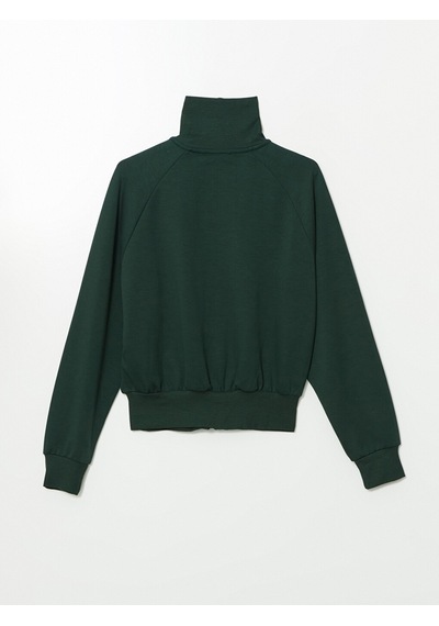 Lcwaıkıkı Classic Yeşil Dik Yaka Oversize Kadın Fermuarlı Sweatshirt