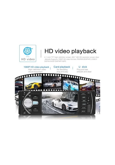 Exvol Araba Oto Teyp+Park Kamerası 4.1 İnc 4*60W Bluetoth-Usb-Aux