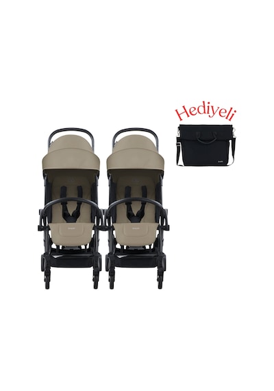 Bumprider Connect³ İkiz Bebek Arabası Black - Sand & Yan Bakım Çantası Hediyeli