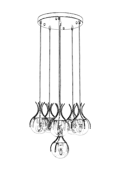 Avonnı Av-60161-6et Eskitme Kaplama Modern Avize, E27, Metal, Cam, 50cm Diğer