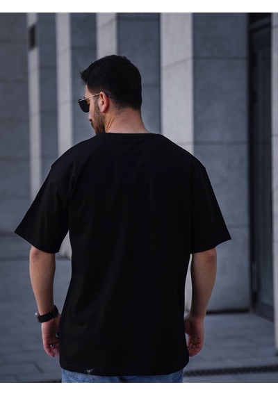 Erkek Oversize Tişört Siyah Siyah