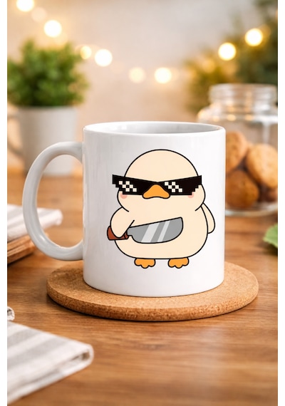 Deal With It Havalı Ördek Tasarımlı Porselen Kupa Model 80 Eğlenceli, Mizahi & Hediyelik Kahve Kupası