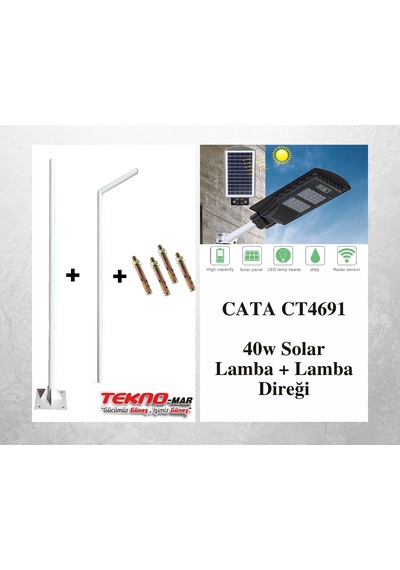 Solar Sokak Lambası 60w + 3m. Lamba Direği