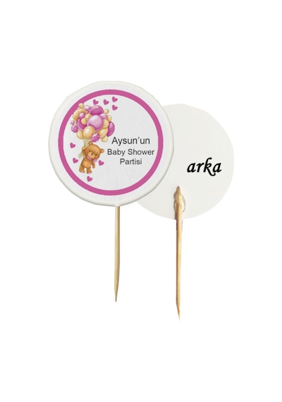40 Parça Kişiye Özel Pembe Baby Shower Partisi Kürdan Seti - Bardak Kase Kısa Ve Uzun Kürdan