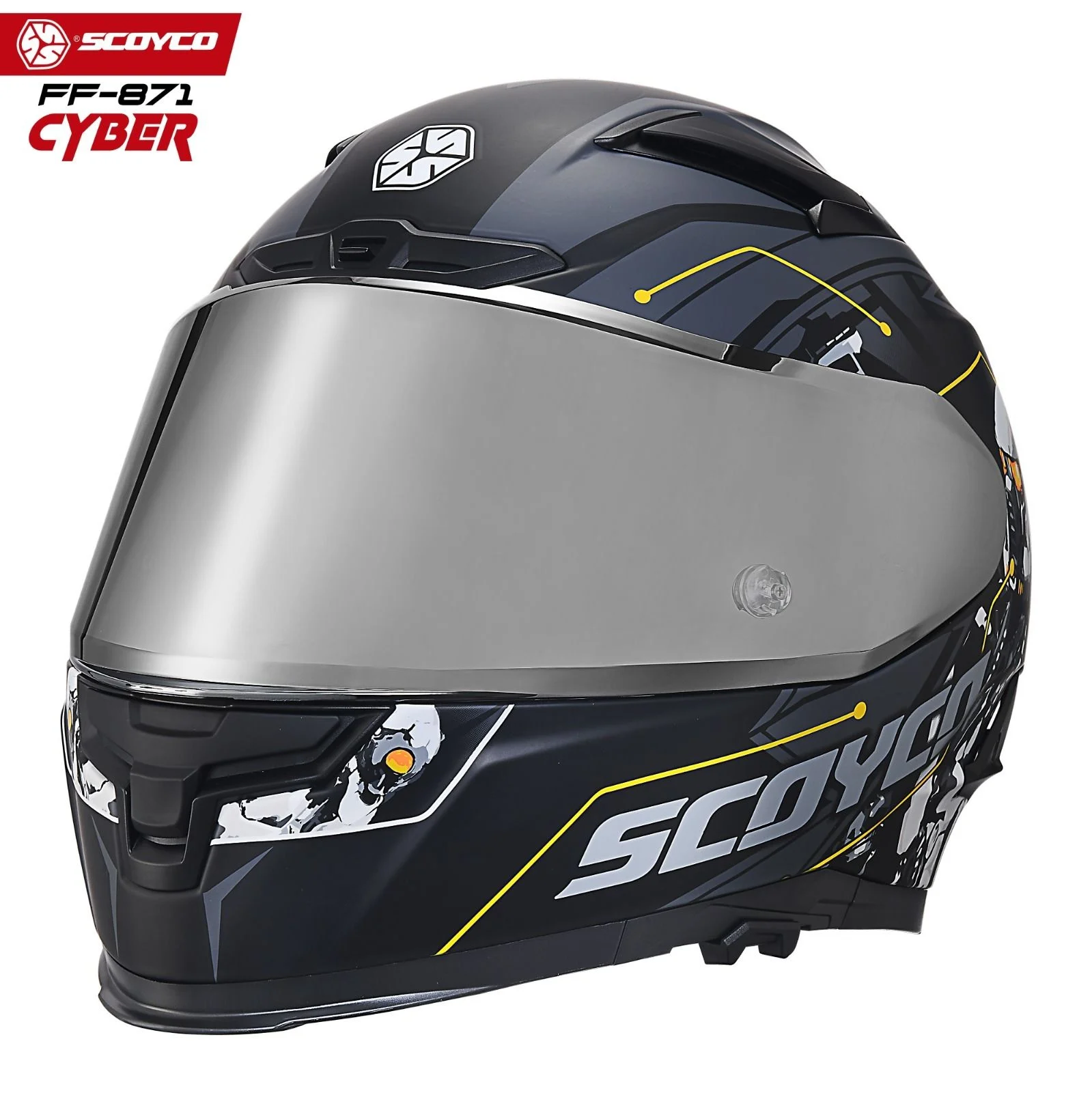 Scoyco 871 Cyber Full Face Ece Onaylı Vizörlü Motosiklet Kaskı