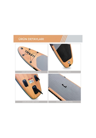 Şişme Sup Board/ Stand Up Paddle Board 84 335 15cm Full Set Deluxe Ahşap