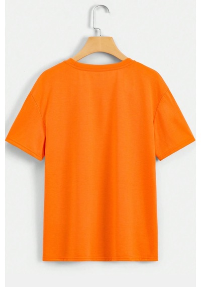 Unisex Uykucu Panda Baskılı Tasarım Tshirt Turuncu
