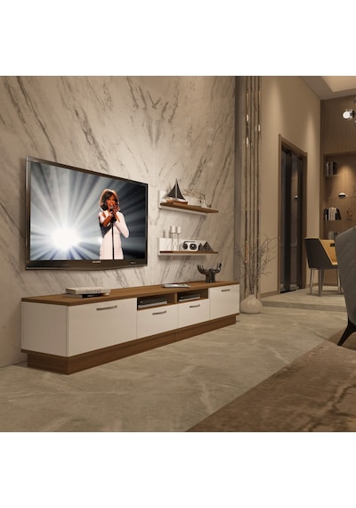 Decoraktiv Trendstyle 220r Mdf Tv Ünitesi Tv Sehpası Ceviz - Beyaz